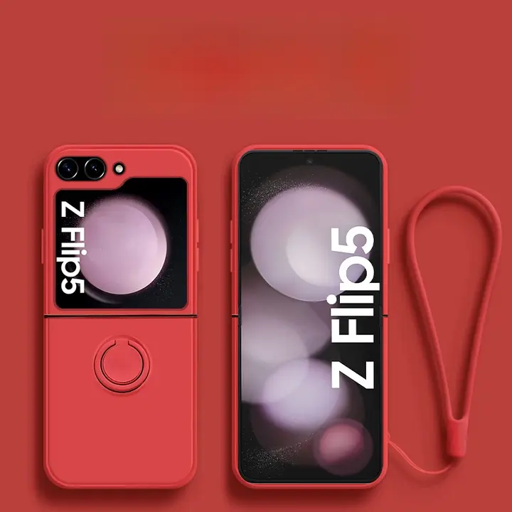 Galaxy Z Flip5用スマートフォンケース【防衝撃・シリコン製・全包タイプ・極薄・リングスタンド付き】