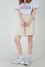 春夏用 高腰ワイドフィットコットンショートパンツ【ウエストゴム・5分丈・無地】