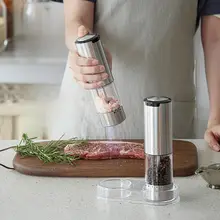 ステンレス製電動ペッパーミル【自動調整・ブラックペッパー・海塩対応】（セットアップ対応）