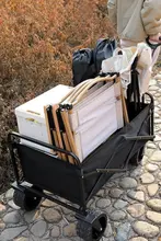 アウトドア用 折りたたみキャンプカー【大容量・ハンドル付き・テーブル付き】