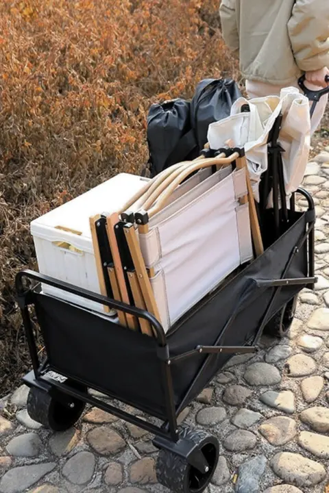 アウトドア用 折りたたみキャンプカー【大容量・ハンドル付き・テーブル付き】
