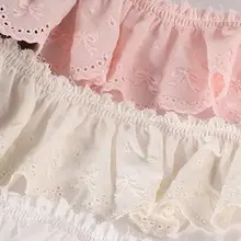 手作りDIYレース刺繍トリム用布【コットン・フリルデザイン・ドール衣装装飾用】
