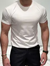 白色 ラウンドネック半袖Tシャツ【フィット感抜群・スポーツ・男性用】
