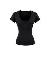 絶妙な肌見せのダブルネック小フレア袖Tシャツ【女性用・短袖・夏用・スタンダードフィット】