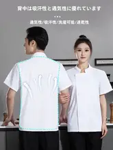 夏用 薄手 通気性のある男性用シェフシャツ【冷感素材・短袖・厨房用】