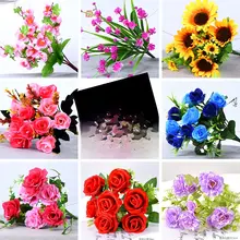 リアルな造花のバラ単束【インテリア装飾・リビングやレストラン用・プラスチック製】