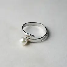 天然淡水真珠リング【純銀・開放型・調節可能】