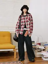 レトロチェック柄シャツ【男女兼用・心地よい着心地・赤】