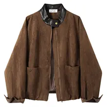 エレガントな印象のレザー調ショートジャケット【レトロカジュアル・女性用・秋季対応】