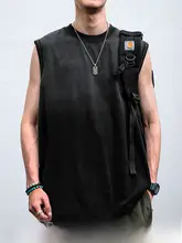ノースリーブTシャツ メンズ グラデーションウォッシュ カットオフ ヴィンテージ ルーズ
