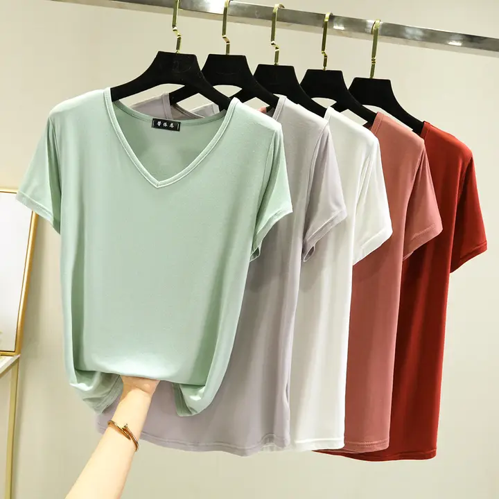 極上の柔らかさ Vネック短袖Tシャツ【レディース・夏用・ゆったりフィット・シンプルデザイン】