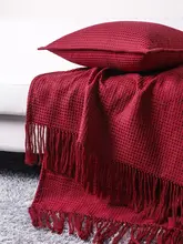 レッドベッドスロー 結婚用テールカバー【高級感・タッセル付き・ワインレッド】