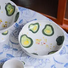 手描き陶器のコーヒーカップ【かわいい猫デザイン・デザートプレート・果物皿】