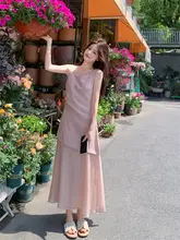 優しいピンクの2wayキャミソールワンピース【Aライン・夏用・甘美なデザイン】