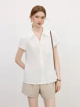 Vネックデザインの女性用シャツ【春夏用・韓国風・面接・教師向け】