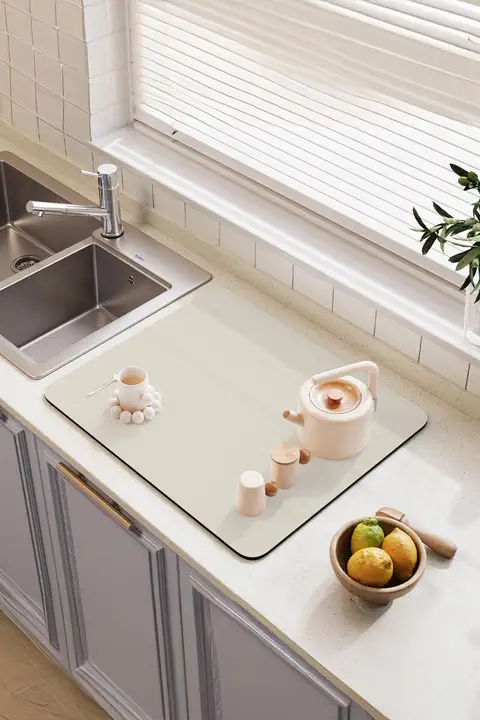 キッチン 吸水マット カウンター用具 耐熱マット 材質: 珪藻土 洗い不要