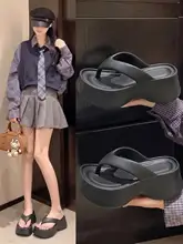 快適さを追求した厚底サンダル【女性用・黒・人字型・夏向け・高ヒール・軽量】