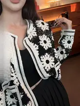 透かし編みフラワーニットトップス【女性用・春夏・日焼け防止・ハイエンドデザイン】