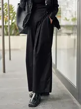 レディース 秋冬用 黒いワイドパンツ【フィット・コットン・カジュアル】
