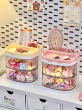回転式アクセサリー収納ボックス【子供用ヘアバンド・ヘアクリップ・ゴムバンド用】