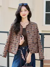 粗花ねデザインの高級感ある丸首ジャケット【春秋用・女性用】（セットアップ対応）