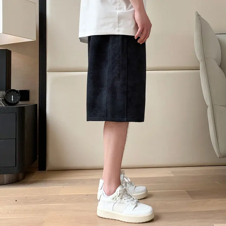 夏用カジュアルショートパンツ【ヴィンテージ風・ゆったりデザイン・メンズ用】（セットアップ対応）