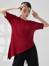 モダンバレエ練習服【不規則デザイン・モダール素材・黒・夏用・ゆったりTシャツ】