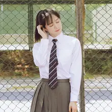 シンプルな白シャツ【夏用・長袖・ショートスリーブ・JKスタイル・ルーズフィット】