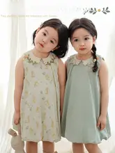立体刺繍のフラワーカラー子供用ワンピース【夏用・ノースリーブ・ロマンティック】