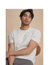 ZINGCHEN メンズホワイトショートスリーブTシャツ【夏用・コットン100％・クルーネック・無地】