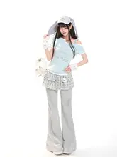 可愛いカートゥーンプリントの半袖Tシャツ【女性用・スリムフィット・サマートップス】