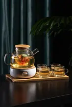 ガラス花茶壺 茶器セット 花茶用 耐熱 加厚デザイン