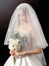 優雅なウェディングベール【多層・淡い乳白色・ショートスタイル】