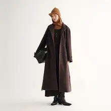 ヴィンテージ風 ラウンドカラーコート【ダブルブレスト・シンプルデザイン・ポケット付き】