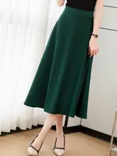 深緑色のAラインハイウエストロングスカート【プリーツ・レトロデザイン・大きいサイズ対応】