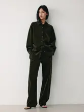 冷杉製コーデュロイパンツ【レトロデザイン・カジュアル・微弧形】（セットアップ対応）
