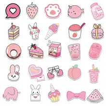 50 枚の漫画のピンクの小さな新鮮なガーリーハートステッカー