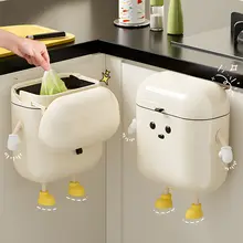 キッチン用 壁掛けゴミ箱【カバー付き・ひざを曲げずに使用可能・おしゃれデザイン】