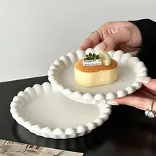 高級感のある陶製プレート【パールエッジ・フランス風・スイーツ＆デザート用】