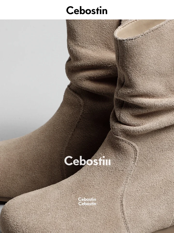 レトロデザインの本革ブーツ【秋用・ライダース風・ウエスタンスタイル】
