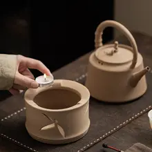 家庭用陶器製温茶炉【キャンドル加熱・中式デザイン・大容量】