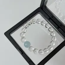 天然白水晶とアクアマリンのストレッチブレスレット【紫水晶・女性用・シンプルデザイン】