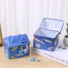 宇宙飛行士デザインの貯金箱【キッズ用・アニメスタイル・鉄製ロック付き】