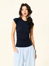 YOUNG STAGE レディース 夏用シンプルフィット短袖Tシャツ【ストレッチ・フリルスリーブ】