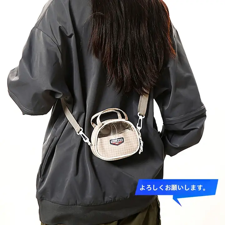 春夏用ミニショルダーバッグ【チェック柄・透明デザイン・手提げ・斜め掛け】