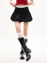 黒色シフォンハーフスカート【Aライン・ハイウエスト・甘口デザイン・夏用】