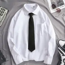 DK制服 メンズ長袖白シャツ【襟付き・リボン・カジュアル・大サイズ】
