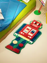 ロボットデザインの子供用寝室マット【防滑・ベッドサイド用・タフティング】