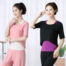 モダール素材の中袖ヨガトップス【ファッションデザイン・スポーツ・ダンス用】（セットアップ対応）