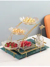 おしゃれなガラス製フルーツ皿【多層・リビング用・お菓子やドライフルーツ用】（セットアップ対応）